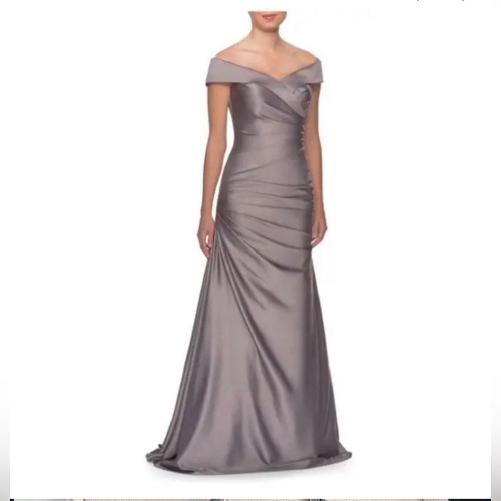 La Femme Dress Womens Size 10 Silver Platinum 28103 Mother of the Bride Gown
